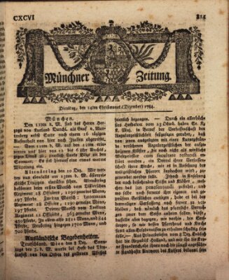 Münchner Zeitung (Süddeutsche Presse) Dienstag 14. Dezember 1784