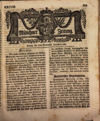 Münchner Zeitung (Süddeutsche Presse) Freitag 17. Dezember 1784