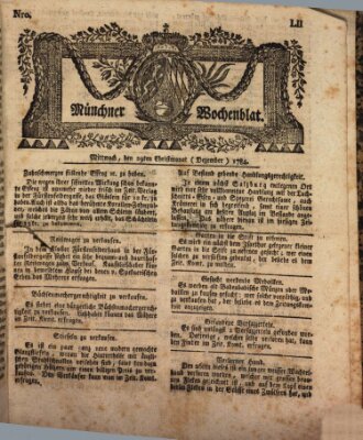 Münchner Zeitung (Süddeutsche Presse) Mittwoch 29. Dezember 1784