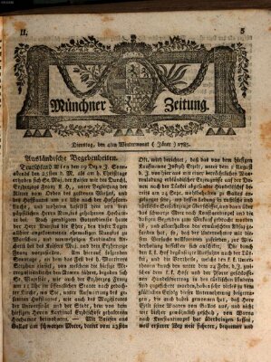 Münchner Zeitung (Süddeutsche Presse) Dienstag 4. Januar 1785