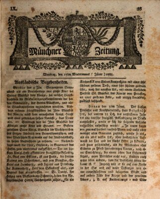 Münchner Zeitung (Süddeutsche Presse) Montag 17. Januar 1785