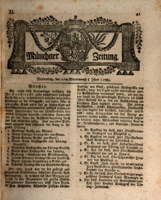 Münchner Zeitung (Süddeutsche Presse) Donnerstag 20. Januar 1785