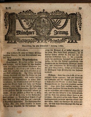 Münchner Zeitung (Süddeutsche Presse) Donnerstag 3. Februar 1785