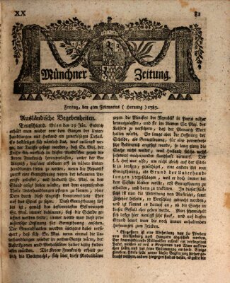 Münchner Zeitung (Süddeutsche Presse) Freitag 4. Februar 1785