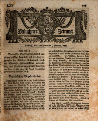 Münchner Zeitung (Süddeutsche Presse) Montag 14. Februar 1785