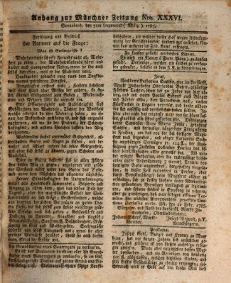 Münchner Zeitung (Süddeutsche Presse) Samstag 5. März 1785