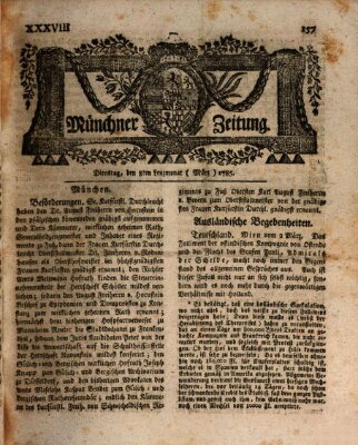 Münchner Zeitung (Süddeutsche Presse) Dienstag 8. März 1785