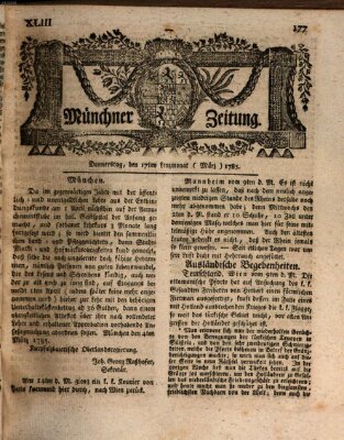 Münchner Zeitung (Süddeutsche Presse) Donnerstag 17. März 1785