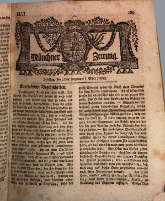 Münchner Zeitung (Süddeutsche Presse) Dienstag 22. März 1785