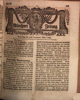 Münchner Zeitung (Süddeutsche Presse) Donnerstag 24. März 1785