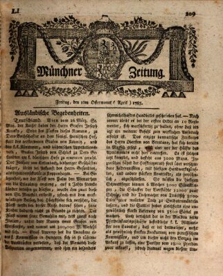 Münchner Zeitung (Süddeutsche Presse) Freitag 1. April 1785