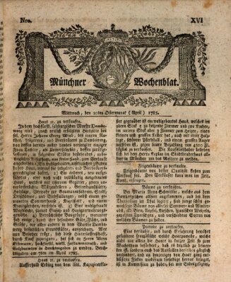 Münchner Zeitung (Süddeutsche Presse) Mittwoch 20. April 1785