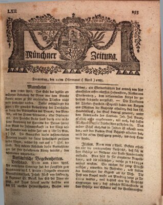 Münchner Zeitung (Süddeutsche Presse) Donnerstag 21. April 1785