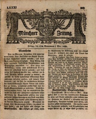 Münchner Zeitung (Süddeutsche Presse) Freitag 27. Mai 1785