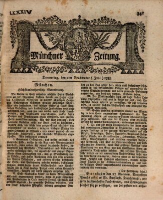 Münchner Zeitung (Süddeutsche Presse) Donnerstag 2. Juni 1785