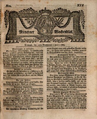 Münchner Zeitung (Süddeutsche Presse) Mittwoch 22. Juni 1785