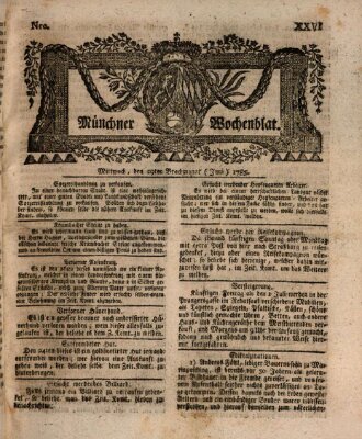 Münchner Zeitung (Süddeutsche Presse) Mittwoch 29. Juni 1785