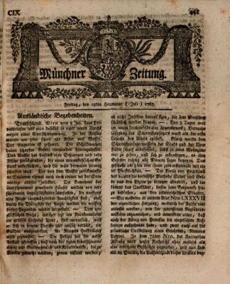 Münchner Zeitung (Süddeutsche Presse) Freitag 15. Juli 1785