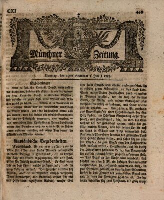 Münchner Zeitung (Süddeutsche Presse) Dienstag 19. Juli 1785