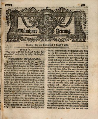 Münchner Zeitung (Süddeutsche Presse) Dienstag 2. August 1785