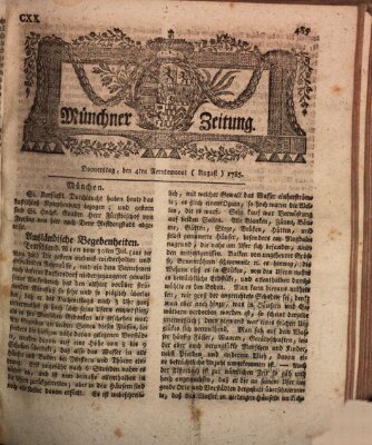 Münchner Zeitung (Süddeutsche Presse) Donnerstag 4. August 1785