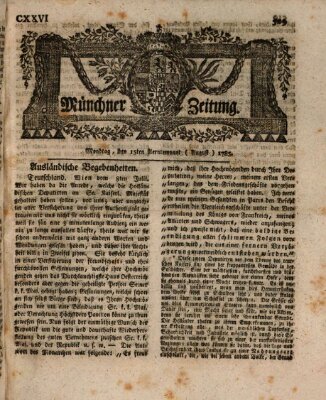 Münchner Zeitung (Süddeutsche Presse) Montag 15. August 1785