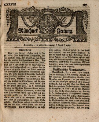 Münchner Zeitung (Süddeutsche Presse) Donnerstag 18. August 1785