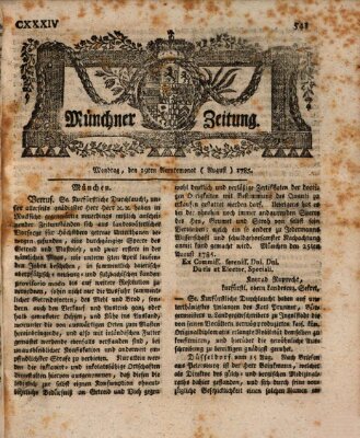 Münchner Zeitung (Süddeutsche Presse) Montag 29. August 1785