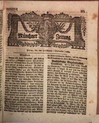 Münchner Zeitung (Süddeutsche Presse) Freitag 2. September 1785