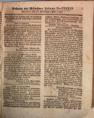 Münchner Zeitung (Süddeutsche Presse) Samstag 3. September 1785