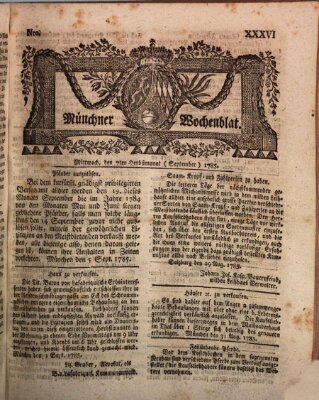 Münchner Zeitung (Süddeutsche Presse) Mittwoch 7. September 1785