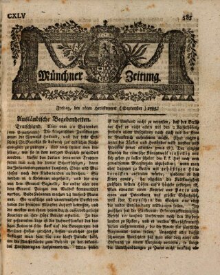 Münchner Zeitung (Süddeutsche Presse) Freitag 16. September 1785