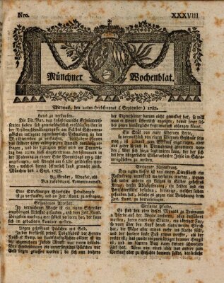 Münchner Zeitung (Süddeutsche Presse) Mittwoch 21. September 1785