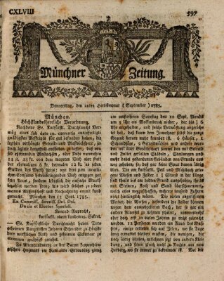 Münchner Zeitung (Süddeutsche Presse) Donnerstag 22. September 1785