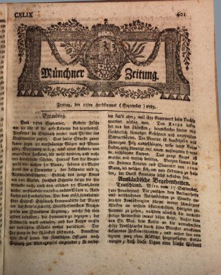 Münchner Zeitung (Süddeutsche Presse) Freitag 23. September 1785