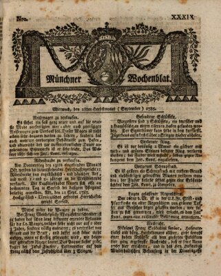 Münchner Zeitung (Süddeutsche Presse) Mittwoch 28. September 1785