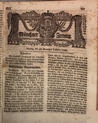 Münchner Zeitung (Süddeutsche Presse) Dienstag 4. Oktober 1785