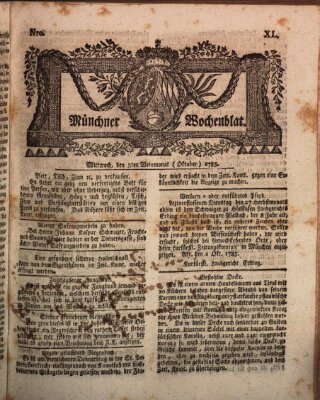 Münchner Zeitung (Süddeutsche Presse) Mittwoch 5. Oktober 1785