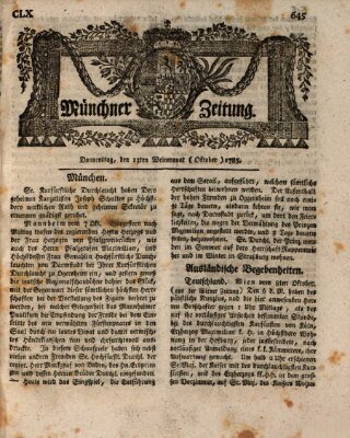 Münchner Zeitung (Süddeutsche Presse) Donnerstag 13. Oktober 1785