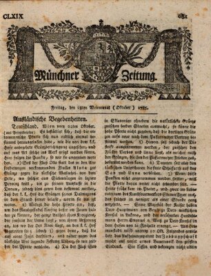 Münchner Zeitung (Süddeutsche Presse) Freitag 28. Oktober 1785