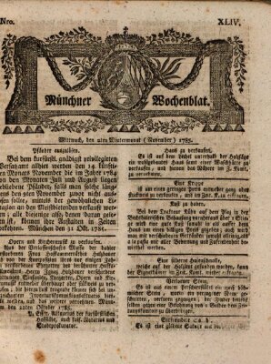 Münchner Zeitung (Süddeutsche Presse) Mittwoch 2. November 1785