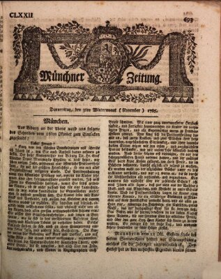 Münchner Zeitung (Süddeutsche Presse) Donnerstag 3. November 1785