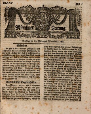 Münchner Zeitung (Süddeutsche Presse) Dienstag 8. November 1785