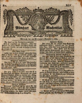 Münchner Zeitung (Süddeutsche Presse) Mittwoch 9. November 1785