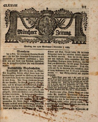 Münchner Zeitung (Süddeutsche Presse) Montag 14. November 1785