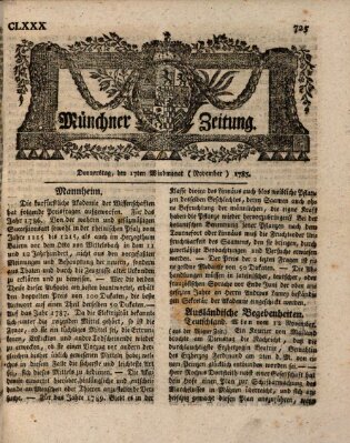 Münchner Zeitung (Süddeutsche Presse) Donnerstag 17. November 1785