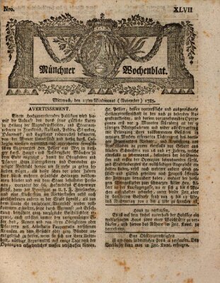 Münchner Zeitung (Süddeutsche Presse) Mittwoch 23. November 1785