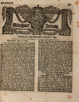 Münchner Zeitung (Süddeutsche Presse) Montag 28. November 1785