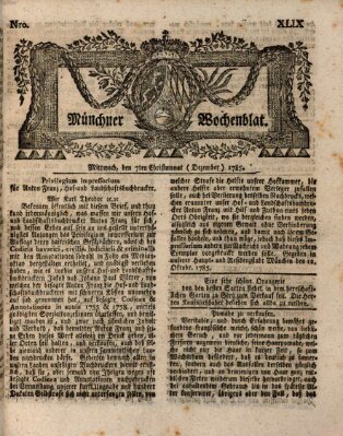 Münchner Zeitung (Süddeutsche Presse) Mittwoch 7. Dezember 1785