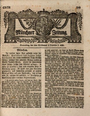 Münchner Zeitung (Süddeutsche Presse) Donnerstag 8. Dezember 1785